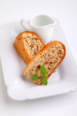 homemade pastries, banana bread with nuts