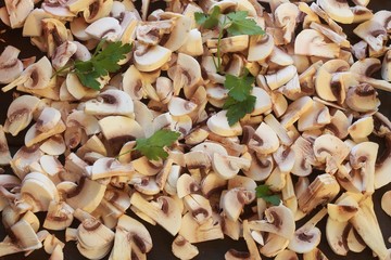 Sliced mushrooms