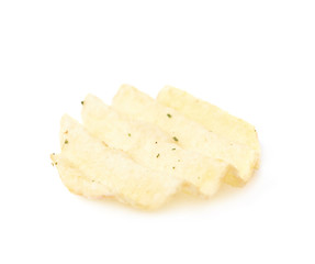 Single potato chip crisp isolated