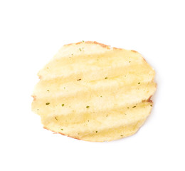 Single potato chip crisp isolated