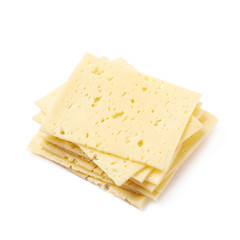 Pile of cheese slices isolated