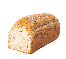 Sliced white bread loaf isolated