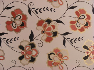 Red flower and leaf pattern