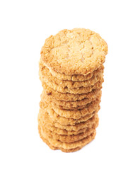 Pile stack of oatmeal cookies isolated