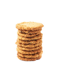 Pile stack of oatmeal cookies isolated