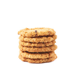 Pile stack of oatmeal cookies isolated
