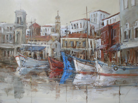 Hydra island,handmade paintings
