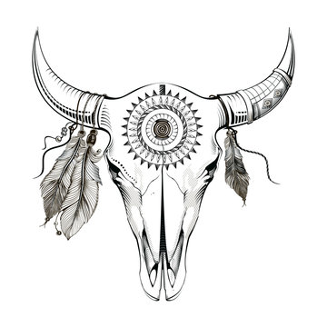 Longhorn Skull Tattoo PNG Transparent SVG Vector  OnlyGFXcom