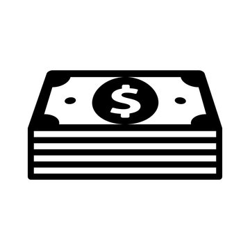 Stack of cash money pile line art icon for apps and websites