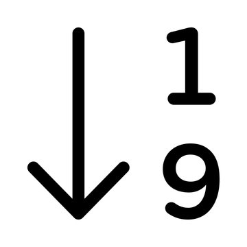 Sort / organize number or enumerate list line art icon for apps and websites