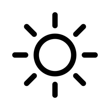 Summer sun or screen brightness sun line art icon for apps and websites