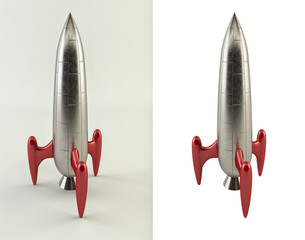 3D rendering of a comic style rocket 