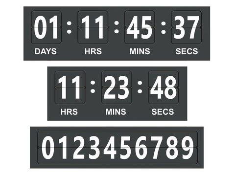 Countdown timer, scoreboard. 3D rendering