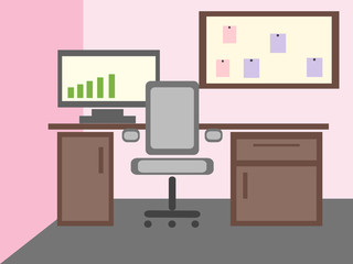 Work desk with computer and chair