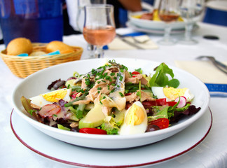 Nicoise Salad served in a restaurant in Cannes, France