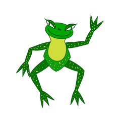 Obraz premium illustration, merry green frog with greater eye