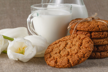 oatmeal cookies and milk
