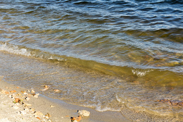 sandy shore with calm sea