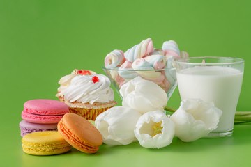 Kid party food decoration with milk