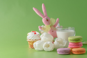 Kid party food decoration with milk