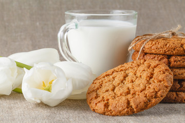 oatmeal cookies and milk