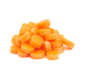 Fototapeta na wymiar Pile of baby carrot slices isolated