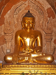 Full length statue of Bhudda. Photo taken in Ananda Temple, Bagan, Myanmar. (All temples in Myanmar are public space and free to visit.)