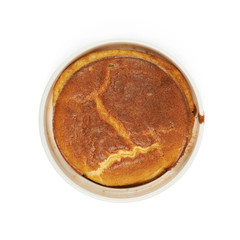 Cheese souffle in a ramekin isolated