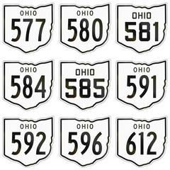 Collection of historic Ohio Route shields used in the United States