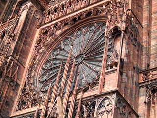 Close up details of Strasbourg cathedral. Horizontal shot.