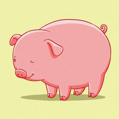 funny cartoon cute  fat pig illustration