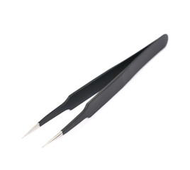 Black tweezers tool isolated