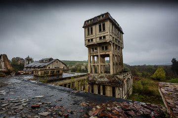 Fototapeta na wymiar abandoned mine tower in hungary