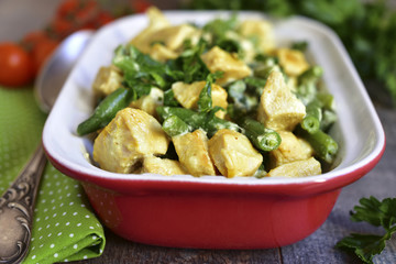 Chicken curry with asparagus bean.