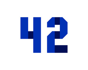 Fototapeta premium 42 blue ribbon number logo