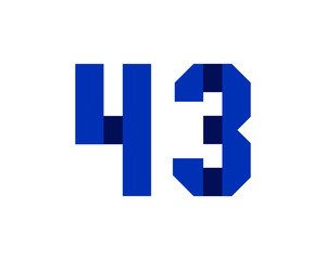 43 blue ribbon number logo