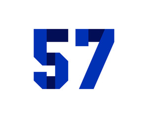 57 blue ribbon number logo