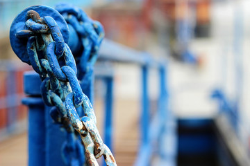 Blue marine chain bracelet for the ship's rail