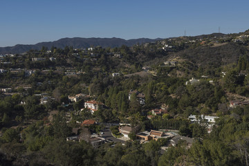 Fototapeta na wymiar Hills and houses of Los Angeles, California. 