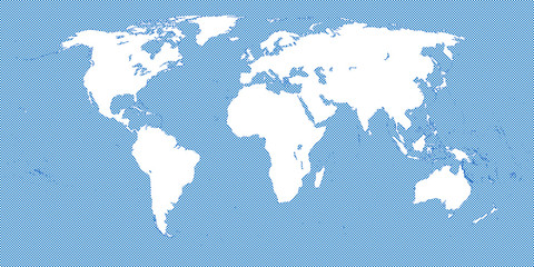 Obraz premium World Map Checkered Blue 3 Small Squares