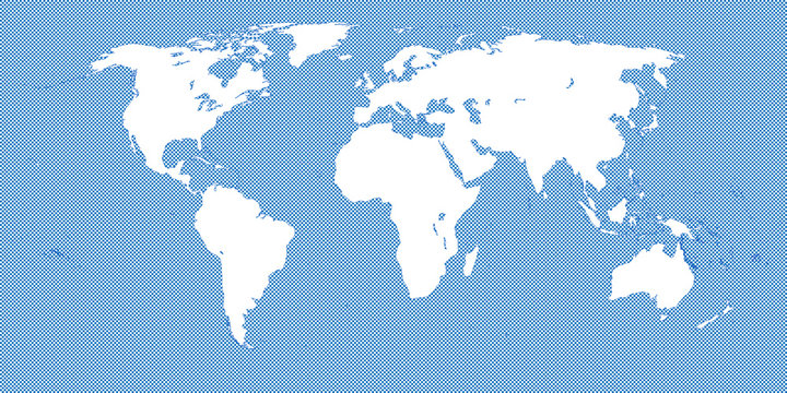 World Map Checkered Blue 3 Small Squares