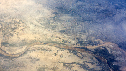 Aerial view of dried up river.