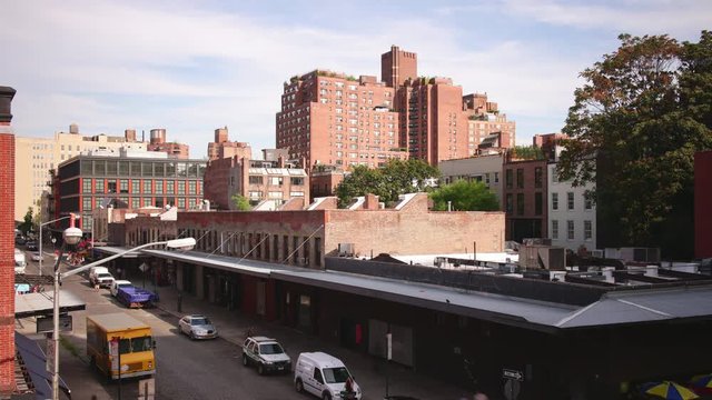 high view on manhattan street 4k time lapse new york usa
