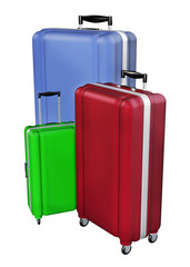 Luggages isolated on white background. 3D rendering.