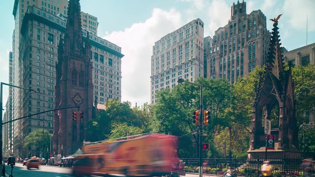 sunny day broadway crossroad 4k time lapse from new york usa
