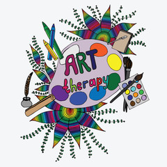 Set of art tool. Rainbow color.