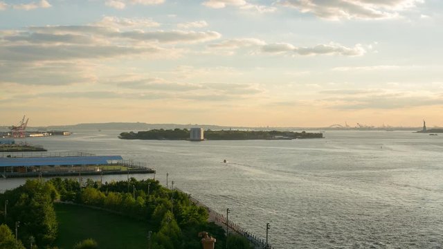 brooklyn bridge statue of liberty  view 4k time lapse from new york usa
