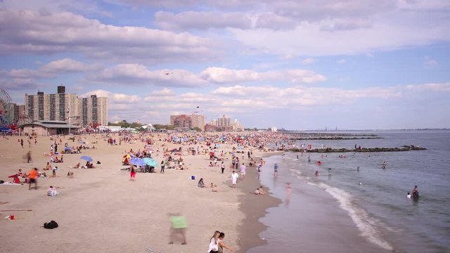 coney island beach 4k time lapse from brooklyn new york usa
