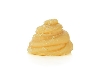 The palm sugar or Jaggery  Thailand on white background