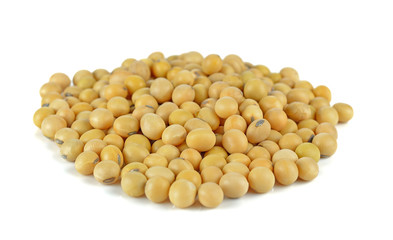 Soya beans on white background